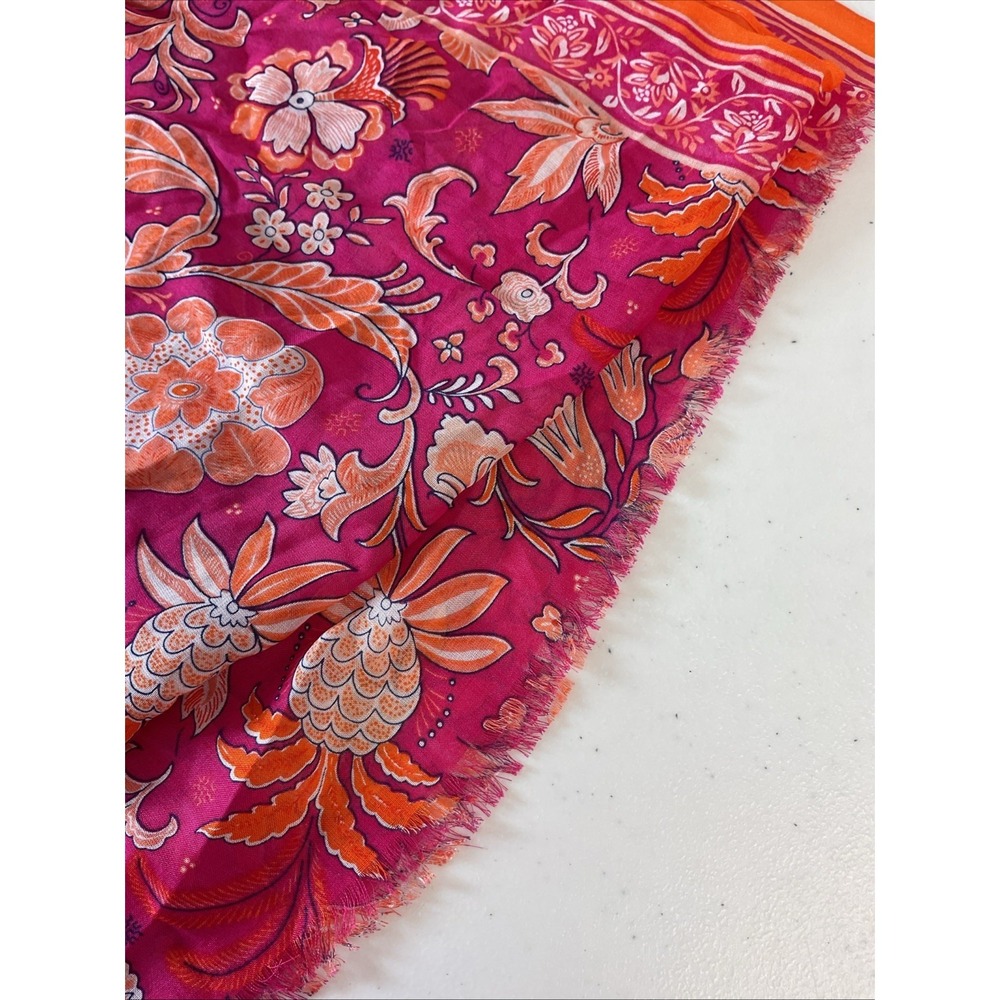 New Talbots  Floral Scarf viscose Modal‎ Pink Orange Vibrant Print Lightweight - Picture 3 of 6